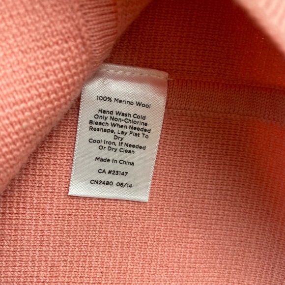 Talbots Coral Pink Merino Wool 2-Button Notched Collar Cardigan Blazer Size P - Picture 6 of 8